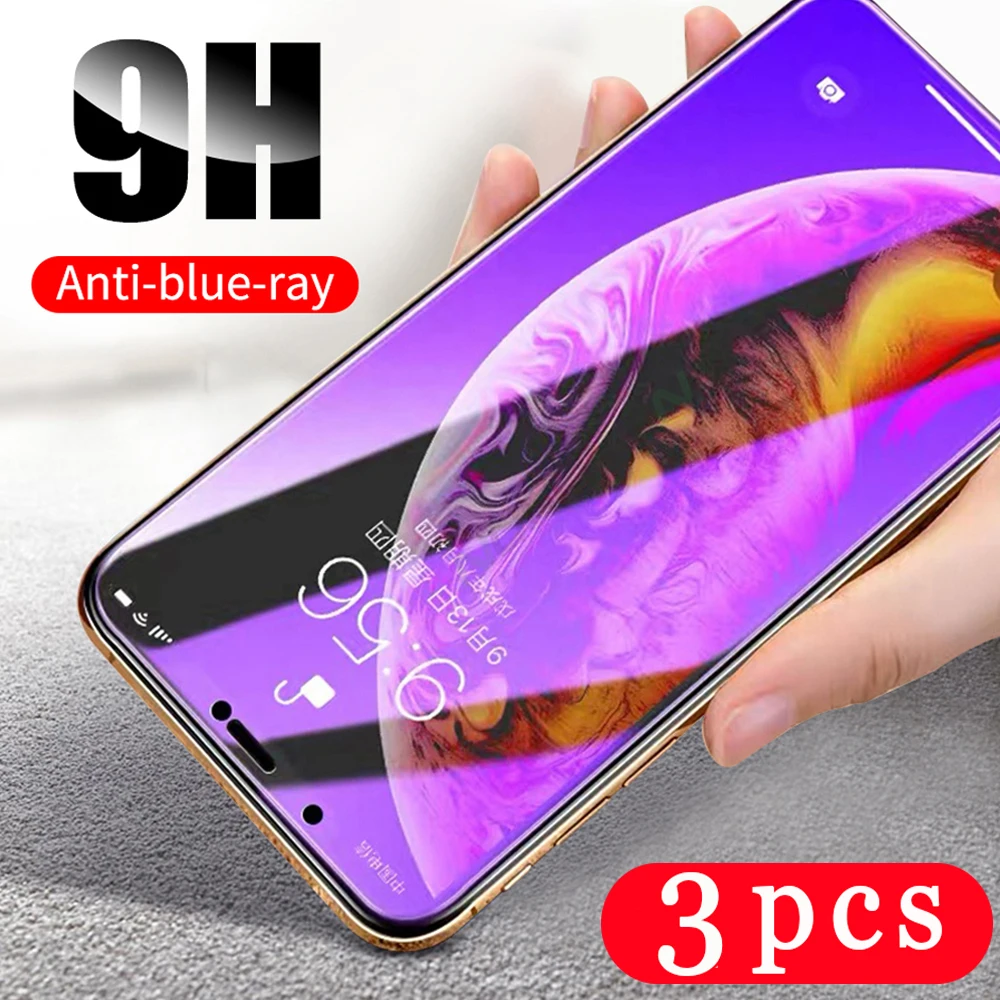 3Pcs Anti Blue Light protective film for iphone 6 6S 7 8 plus X XR XS 11 pro MAX SE 2020 tempered glass phone screen protector | Мобильные