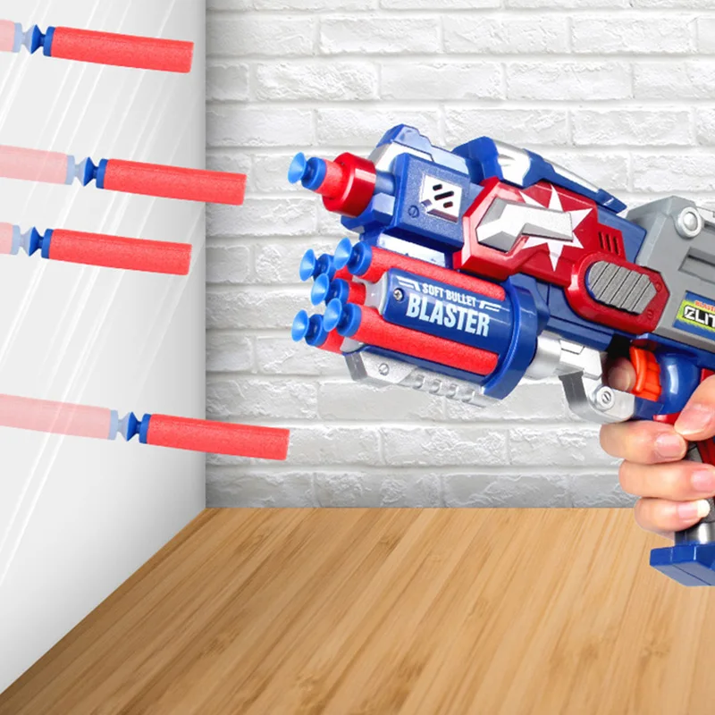 

Children's Soft Bullet Hand Pull Gun Toy Can Fire Bullet Toys Gunner Moving Firing Continuous Sucker Soft Bullet Gun Boy's Toy