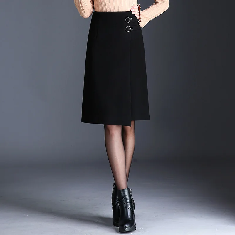 

Skirt Women's Spring And Autumn 2019 New Style Mid-length Black And White with Pattern Step Skirt Winter High-waisted A- line Wo