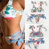 Miyouj Deep V Neck Bikini Floral Print Swimsuit Biquinis Feminino 2022 Bow Swimwear Lace Up Bikini Set Bathing Suit Women Bikins ► Photo 2/6