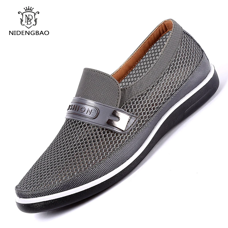 

New Summer Mesh Casual Shoes Men Slip-On Flat Sapatos Hollow Out Comfortable Father Shoes Man Casual Moccasins Basic Espadrille