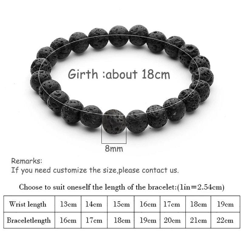 Distance Couple Bracelet Men Women 8mm Black Lava White Natural Stone Beads Strand Bracelets Bangles Friendship Jewelry Pulseras