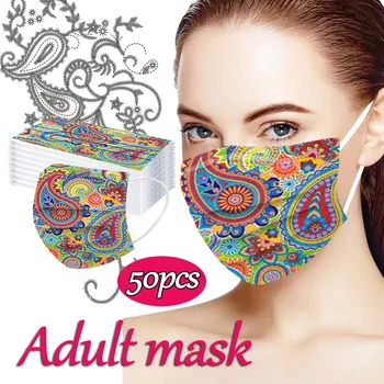 

50pcs Face Mask Fashion Cartoon Printed Soft Masks For Adults 3-layer Non-woven Face Masks Mouth Caps Disposable mascarillas