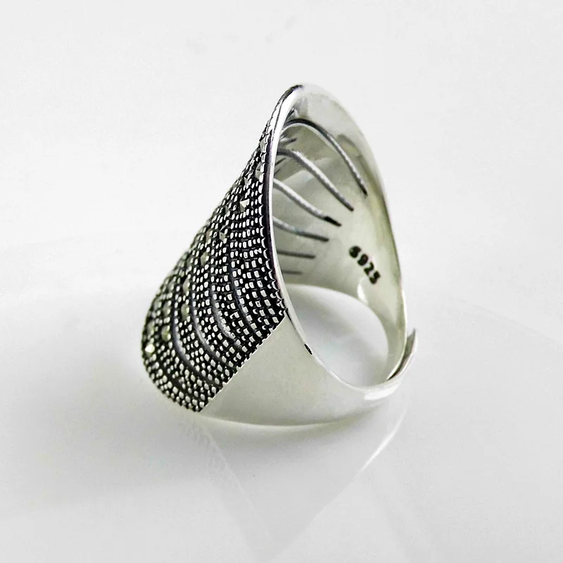 FNJ MARCASITE слинг 925 серебро новое заявление S925 стерлингового серебра кольца для женщин ювелирные изделия регулируемый размер