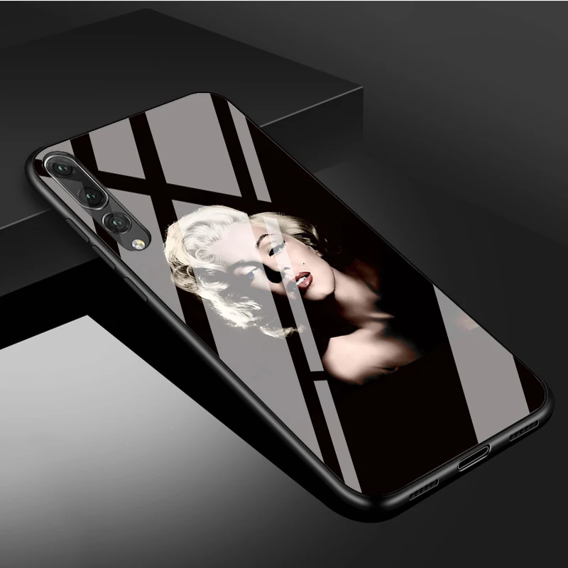 Marilyn Monroe Tempered Glass Phone Case For Huawei P20 P30 P40 P40 Lite Pro Psmart Mate 20 30 Cover Shell cute huawei phone cases