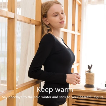 

Women's warm clothing thickened plus velvet body ladies autumn clothes, warm inner winter bottoming tops