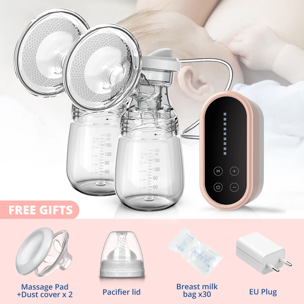 NEW Electric Protable Dual Breastfeeding Milk Pump Breast Pump Mirror Touchscreen LED Display Charged By USB Mute NO BPA Electric breast pumps classic Electric breast pumps