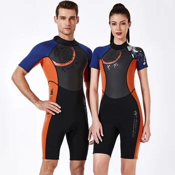 

2020 Short Sleeve One-piece wetsuit Men 3MM SCR Swimwear Female Diving Thick Warm Snorkeling Surfing Women Couple sportswear
