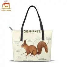 Сумка с изображением белки, сумки с верхней ручкой, высокое качество, свадебная кожаная сумка-тоут, принт, трендовые женские сумки