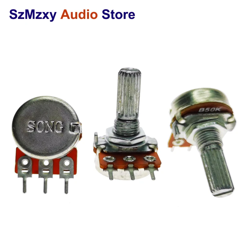 1PCS Taiwan WH148 B10K B50K B100K 3Pin Amplifier Dual Stereo Potentiometer 10K 50K 100K | Обустройство дома