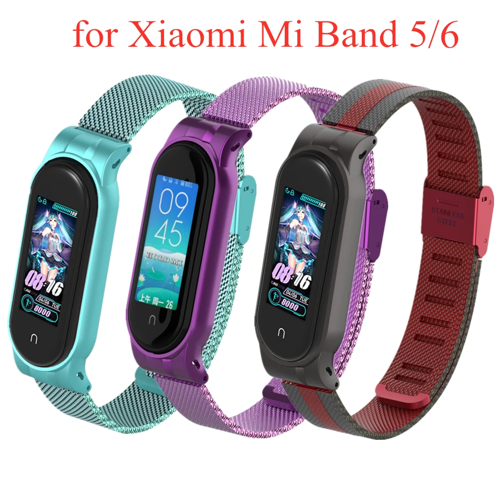 For Mi Band 6 5 Metal Strap Bracelet for Xiaomi Correa Stainless Steel Replace Mi5 Wrist Band5 NFC | Наручные часы