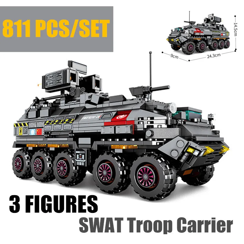 

New CN171 Troop Carrier Tank Fit Legoings Swat Technic Army Figures Truck Military Building Blocks Bricks Toys Gift
