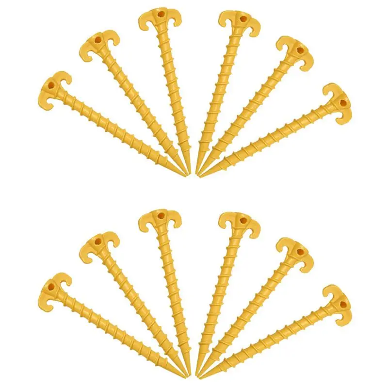 

12 Pack Outdoor Tent Stakes, Screw Spiral Tent Peg Nail Ground Anchor Pegs Heavy Duty Screw Style - 20 cm/7.9 inch (Yellow)