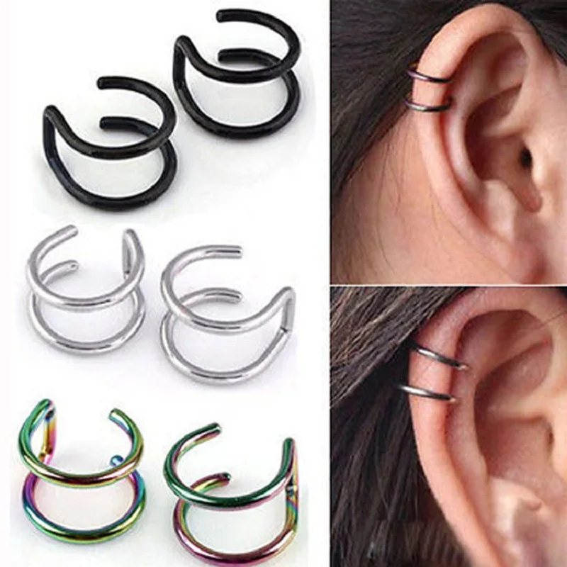 

New Fashion 1 piece 5 style Punk Rock Ear Clip Cuff Wrap Earrings No piercing-Clip Hollow Out U Pattern Statement jewelry Gift