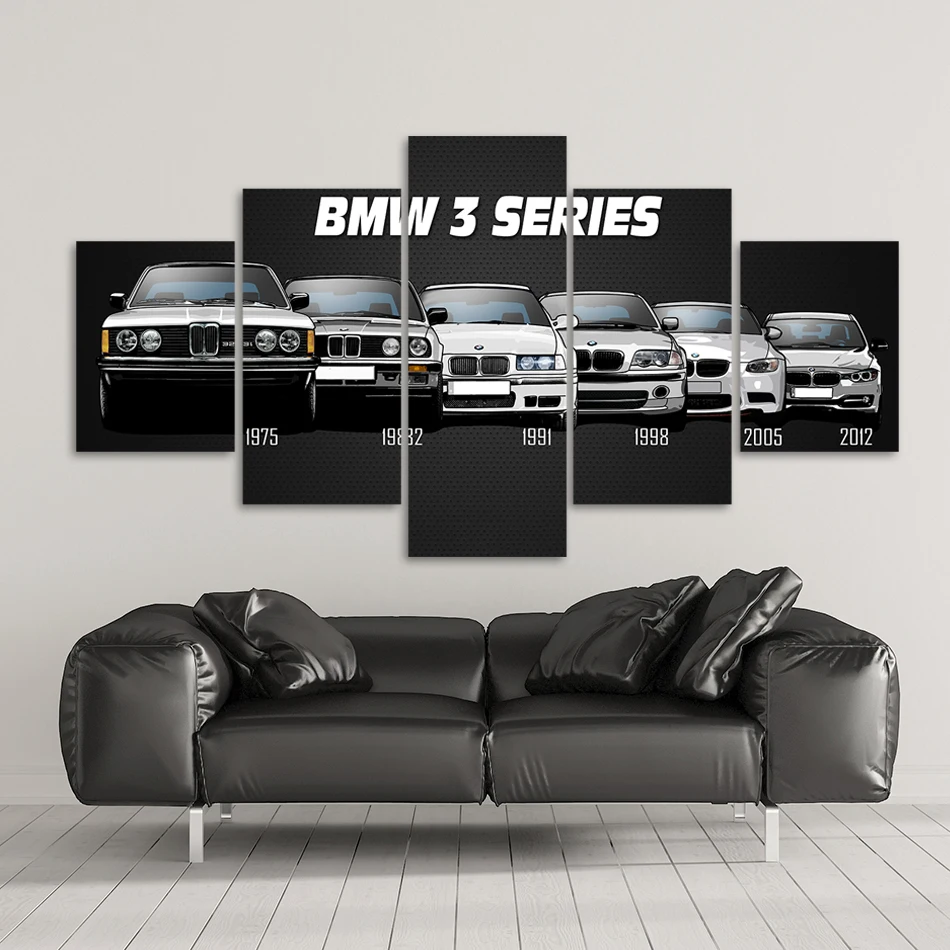 Холст Печатный плакат домашний Декор 5 шт. HD M3 M5 Белый спортивный автомобиль