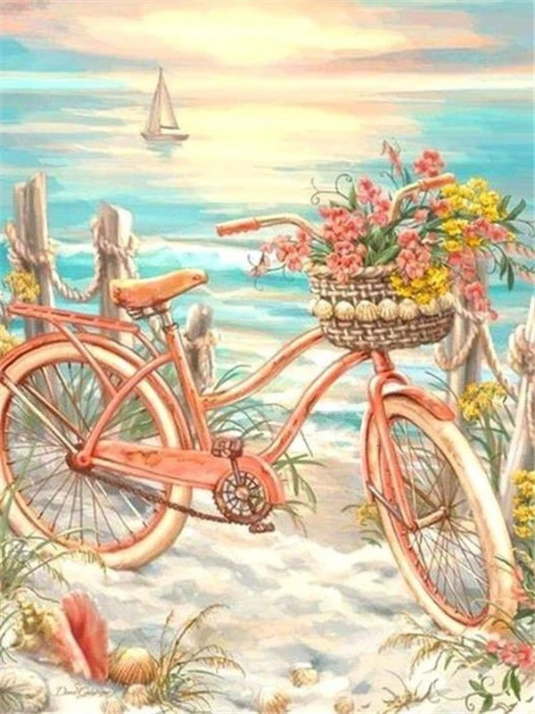 AZQSD 5D алмазная вышивка велосипед DIY ручной работы подарок алмазная живопись цветок полный квадратный бурение украшение дома полный набор - Цвет: 3443