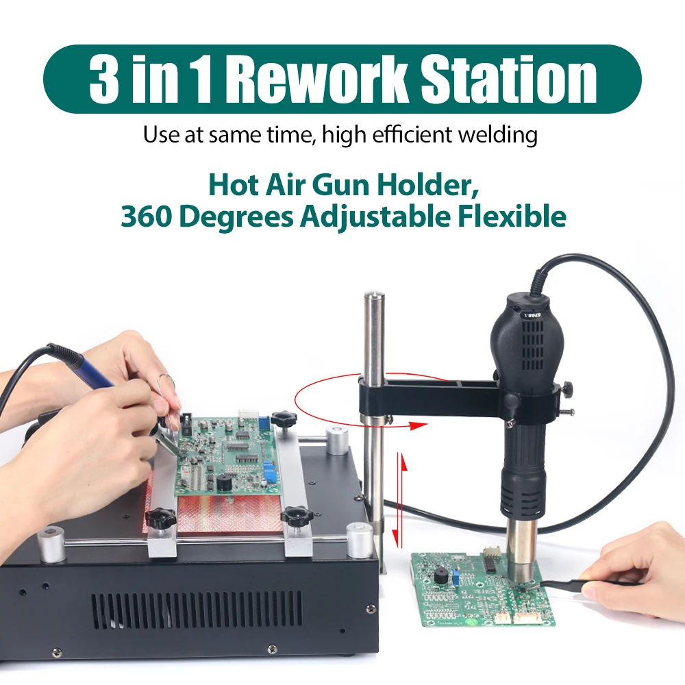YIHUA 853AAA 1200W Preheating Soldering Iron Hot Air Gun Soldering Station  3 In 1 BGA Rework Station Phone Repair Tool 3