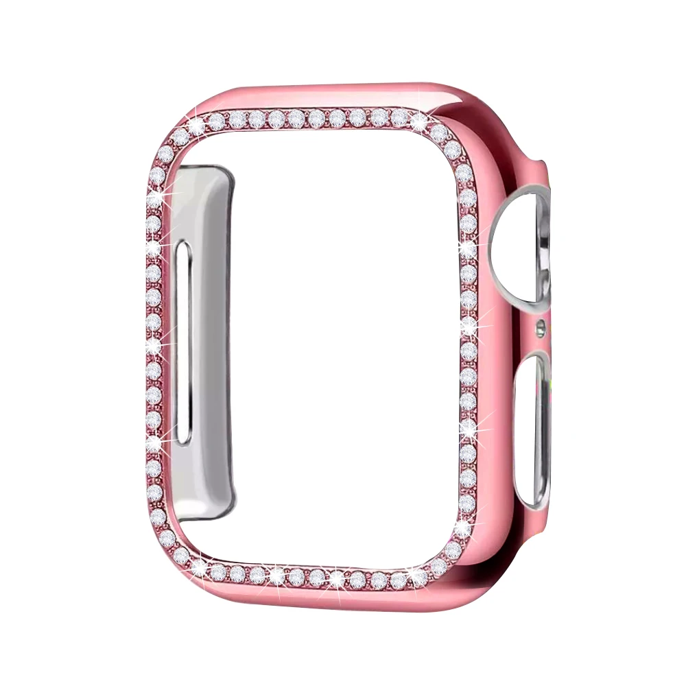 Чехол со стразами для Apple watch band 5 4 3 2 1 чехол крышка 44 мм 40 мм 42 мм 38 мм iwatch band Crystal защитный бампер - Цвет: Pink gold