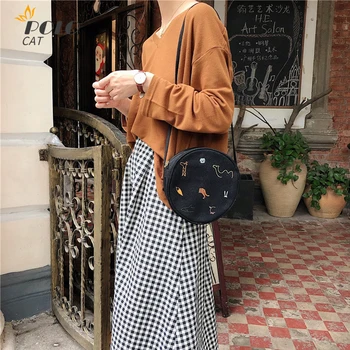 

Women Messenger Bags Canvas Ladies Cloth Shoulder Bag Japan Style Cartoon Printing Zipper Crossbody Bags for Women 2020 Purses