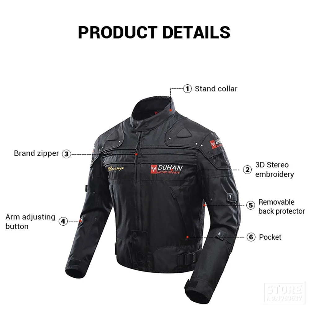 DUHAN Motorcycle Jacket Pants Suit Waterproof Racing Jacket Protective Motocross Lining Four Seasons Motorcycle Jacket Men S-3XL
