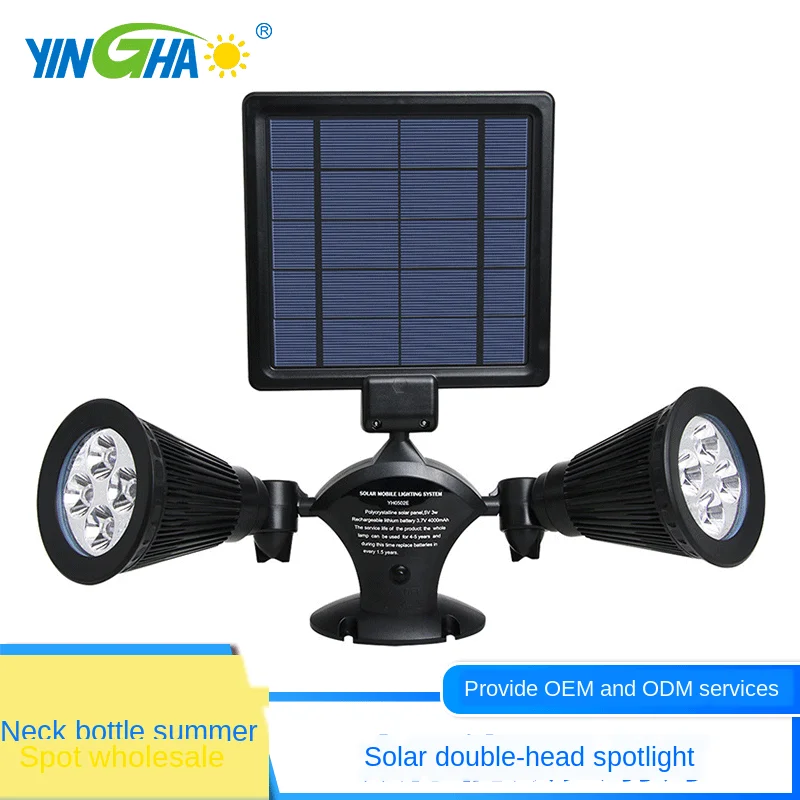 

Solar 8led Double-head Spotlight Floodlight Outdoor Courtyard Wall Lamp Villa Landscape Garage Lamp Integrated Led Street Light