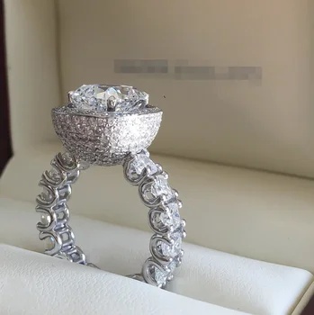 

Real Solid 925 Sterling silver Gemstone Rings for Women Luxury Square 3 Carat Diamond Engagement Wedding Ring fine topaz Jewelry