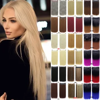 

MANWEI Long Straight Clip Black to Gray Natural Color Women Ombre Hair High Tempreture Synthetic Hairpiece Clip in Hair Extensi