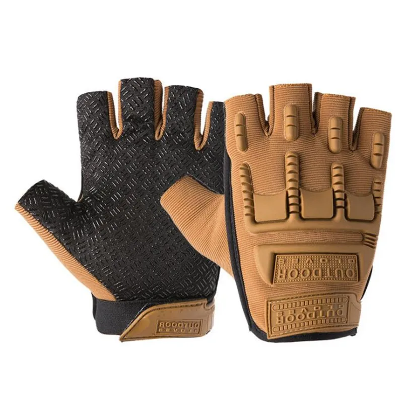 B-As Picture New Tactical Gloves Military Army Outdoor Sports Shooting Airsoft Bicycle Motorcross Hard Knuckle Half Finger Gloves Fingerless - Цвет: B-As Picture