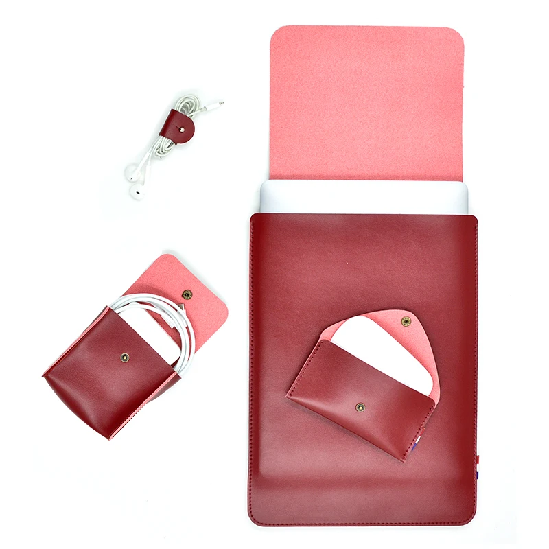 Bolsa para Laptop em Couro Microfibra Terno Combinado Bolsa Ultra Fina para Computador Manga para Macbook Pro m1 Retina e Air 13 14 15 16 - Imagem 2