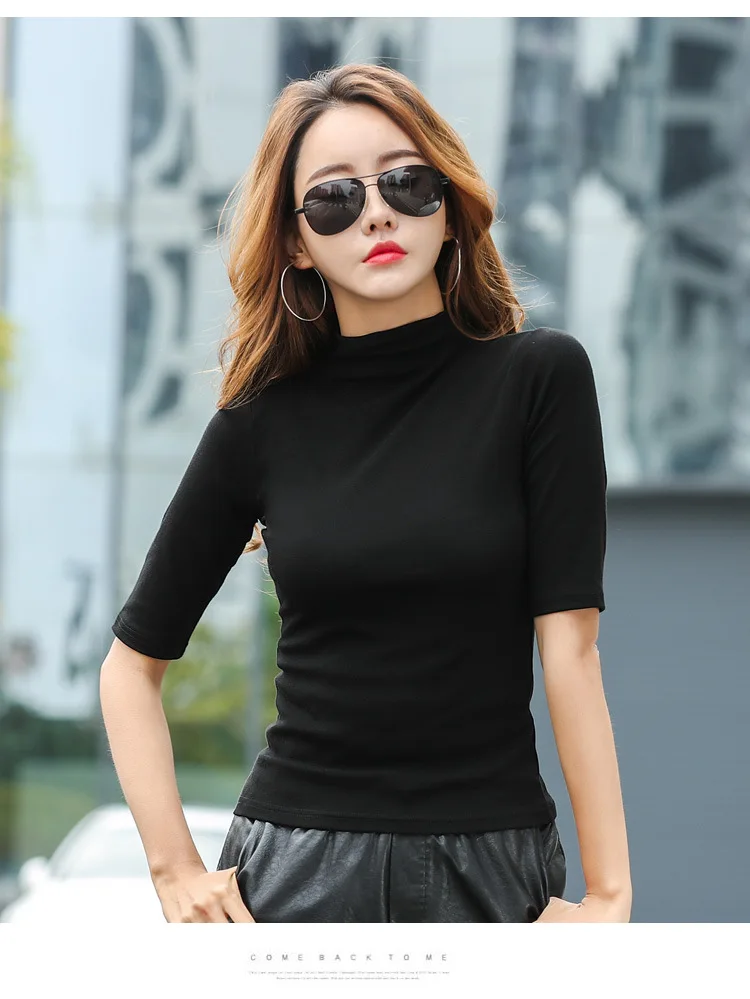 MRMT 2023 Marke Neue frauen T-sh Nahen Ärmeln Körper Abnehmen Frauen T-sh für Frau Semi-Hohen kragen Dünne Tops T280_voghion.com