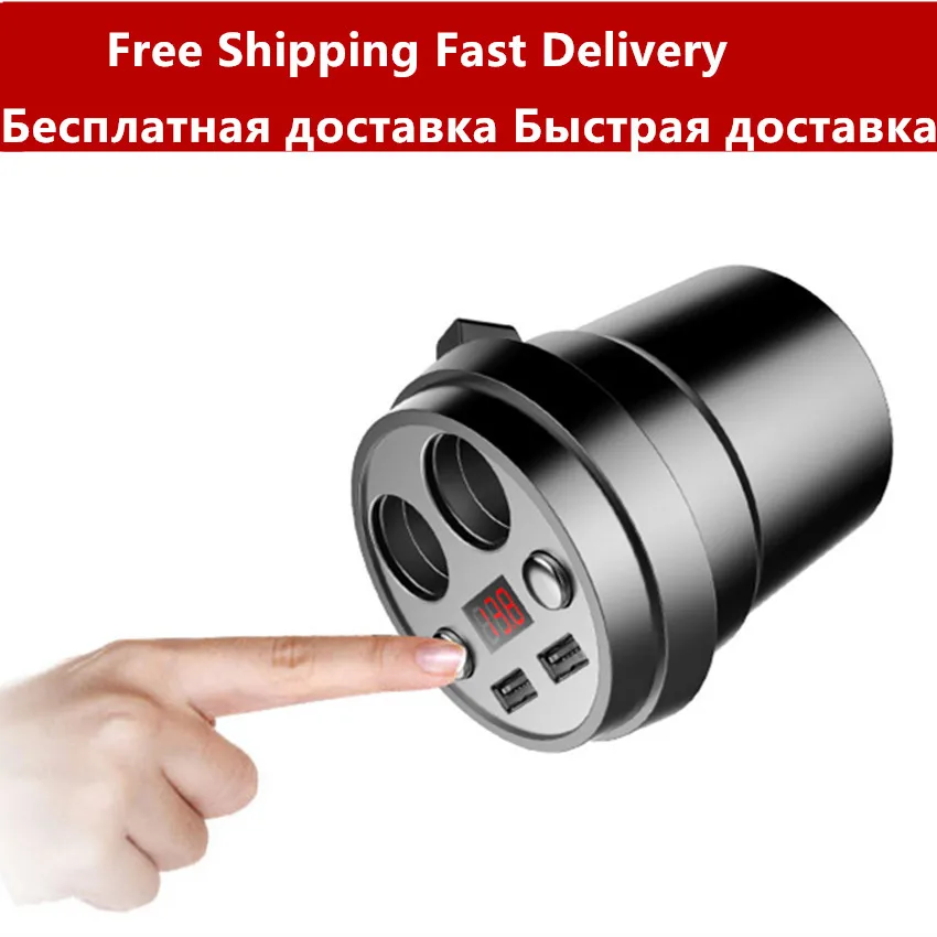 

12V Display Dual USB Car Charger For Car Dvr Cigarette Lighter Cups Charging In Car Holder Auto Charge For Samsung Note 9 8 S10
