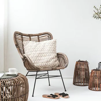 

Chairs for living room Retro style handmade rattan lounge chair