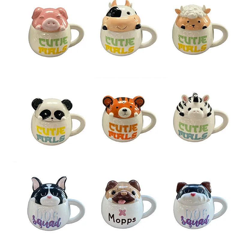 3D креативная керамическая чашка в виде животного забавная панды овечки бульдога