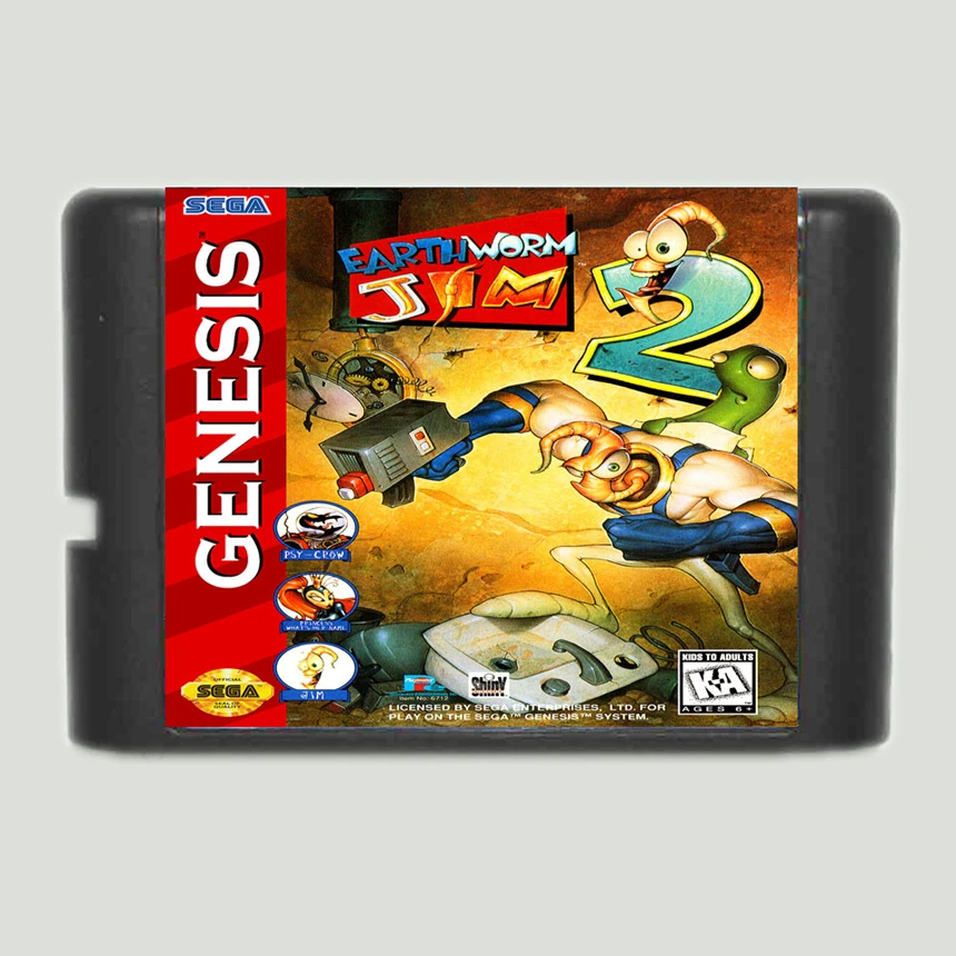 Игровая карта Earth Worm Jim 2 16 Bit для Sega Mega Drive &amp Genesis | Электроника