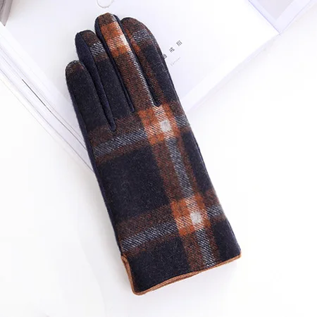 Новые перчатки осень-зима в году. Шерстяные двухслойные утолщенные плюшевые перчатки в британском стиле. Теплые шерстяные перчатки с сенсорным экраном - Цвет: Orange