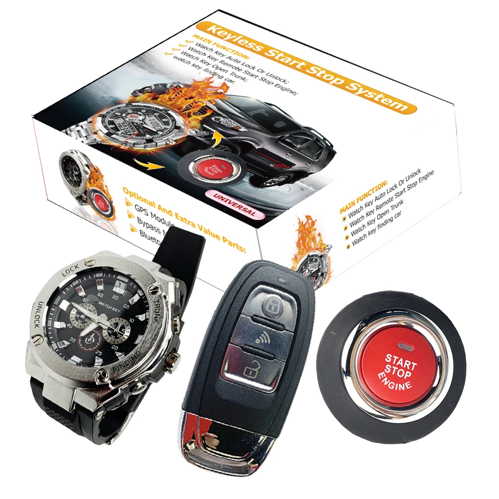 Cardot 2020 Watch Smart Keyless Entry System Remote Engine Start Stop Push Button Car Alarm