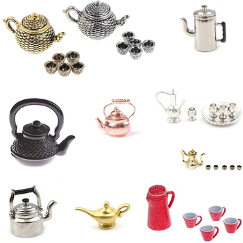 

1/12 Mini Kettle Tea Pot Kitchen Model Toys for Doll House Simulation Furniture Toys for Children