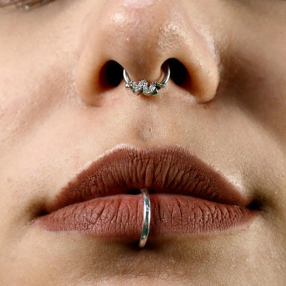 Тело панк 16G Daith серьги-кольца блестящая змея шарнирное кольцо сегмент для украшение для козелка серьги, Надеваемые На ушной хрящ перегородка ювелирные изделия