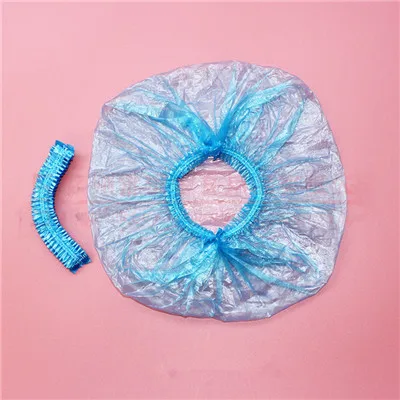 10PCS Disposable Shower Cap Plastic Waterproof Transparent Color Shower Hat Hotel For Travel Home One Time Bathroom Products - Цвет: 10PCS