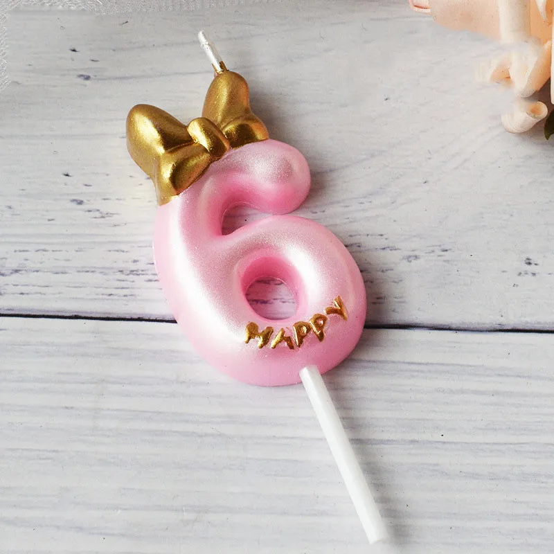 number 6 pink GIHOO свечи для торта с цифрами, свечи для дня рождения 0, 1, 2, 3, 4, 5, 6, 7, 8, 9 лет, украшения для свадебного торта - Цвет: number 6 pink