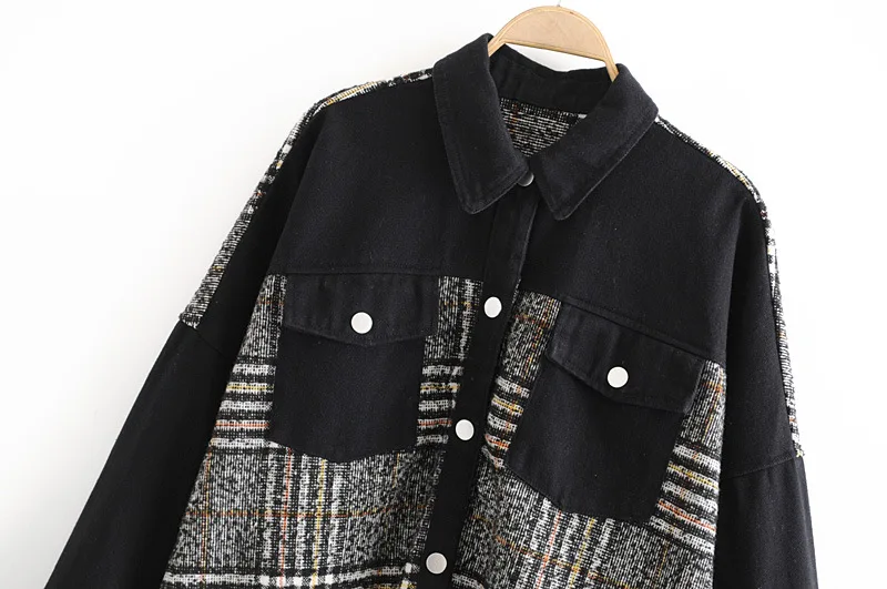 

2019 Autumn New Products Retro Large Version of Loose-Fit Long Sleeve Joint Pocket Front Short Long Back Jacket Coat