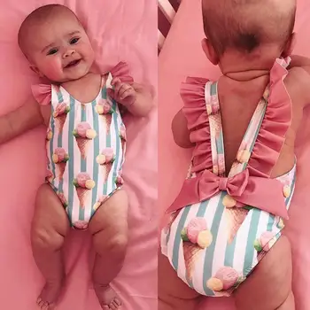 

Toddler Kids Baby Girls Ruffle Stripe Swimsuit Swimwear Infant girl one piece Swimsuit Children Summer Bikini Beachwear Clothes