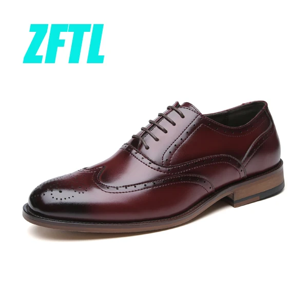 Wine dress shoes ZFTL/Новинка; мужские туфли-оксфорды; мужская деловая обувь в деловом стиле; удобные мужские деловые туфли; Мужские модельные туфли из воловьей кожи; 157 - Цвет: Wine dress shoes