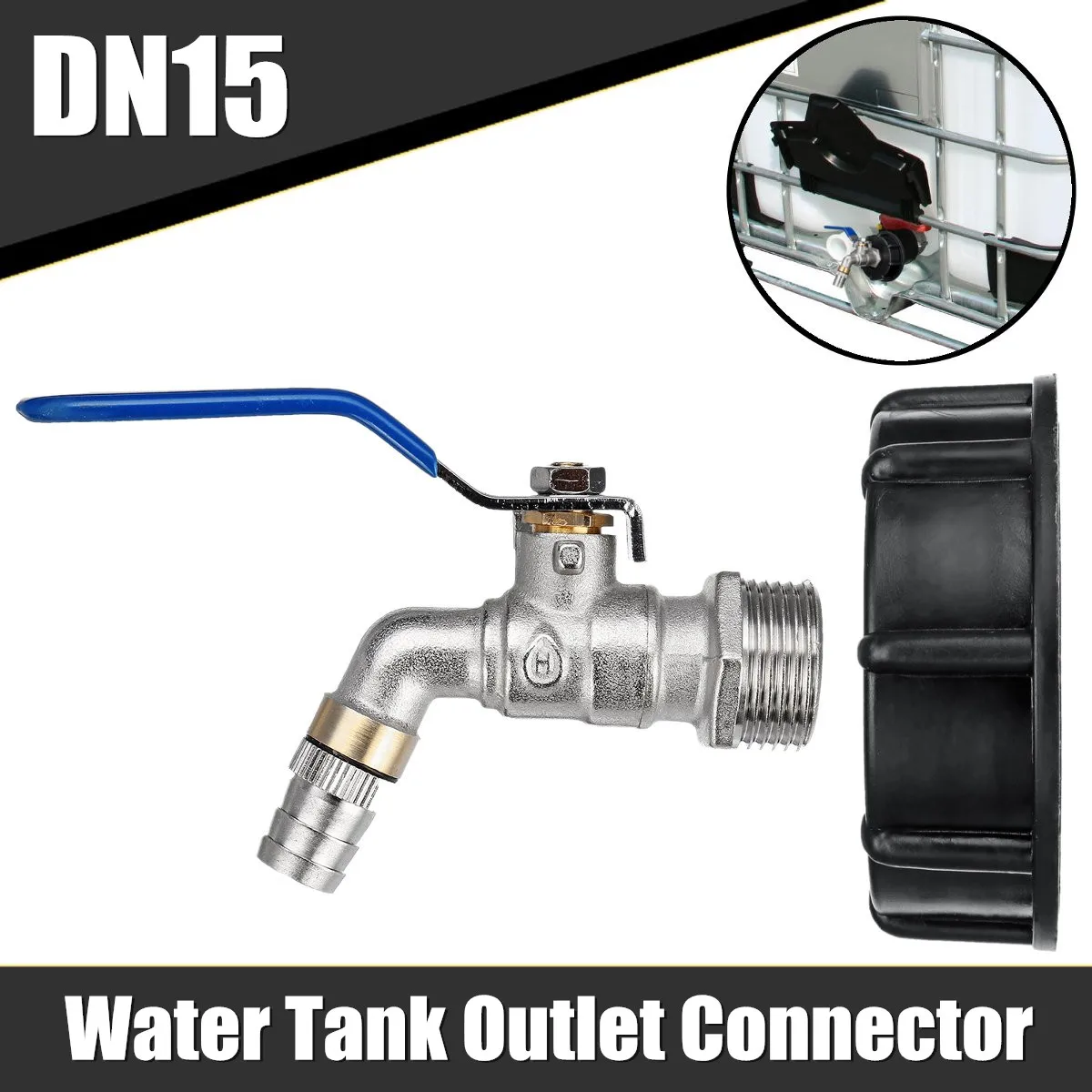 

S60X6 DN15 Water Tank Outlet Connector Thread Mounting With Cap For IBC Tank Tool Parts