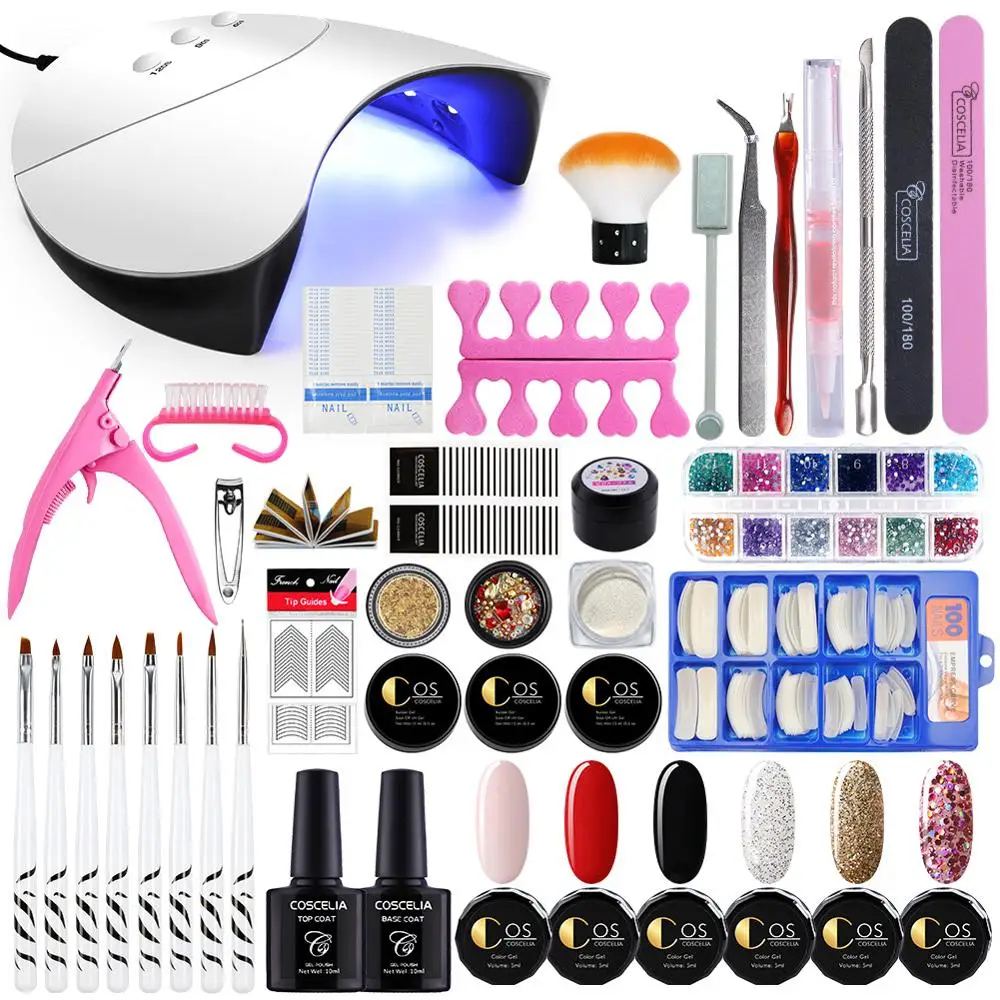 

COSCELIA Manicure Kit with UV LED Lamp Light Dryer Manicure Set Tools Nail Polish Gel Paint Nail Art Set