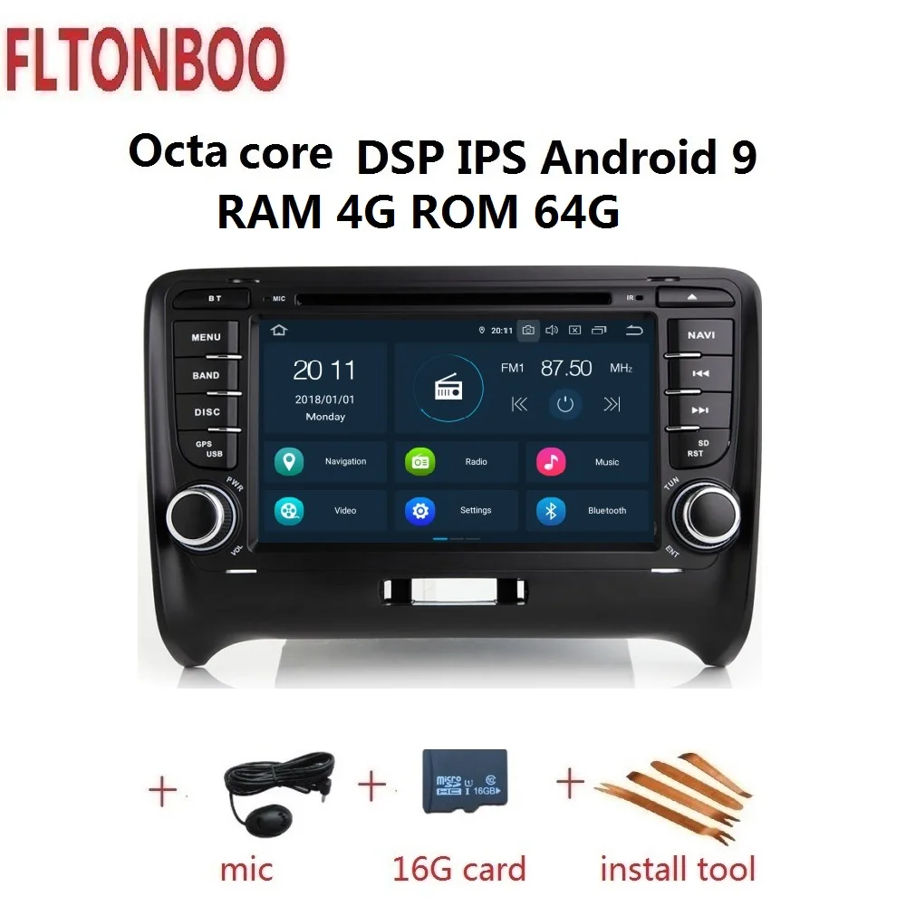 " Android 9 для AUDI TT 8J MK2 2006-2012 автомобильный DVD gps навигатор, 3g, 4 Гб ОЗУ, DSP, Восьмиядерный, сенсорный экран, руль, canbus