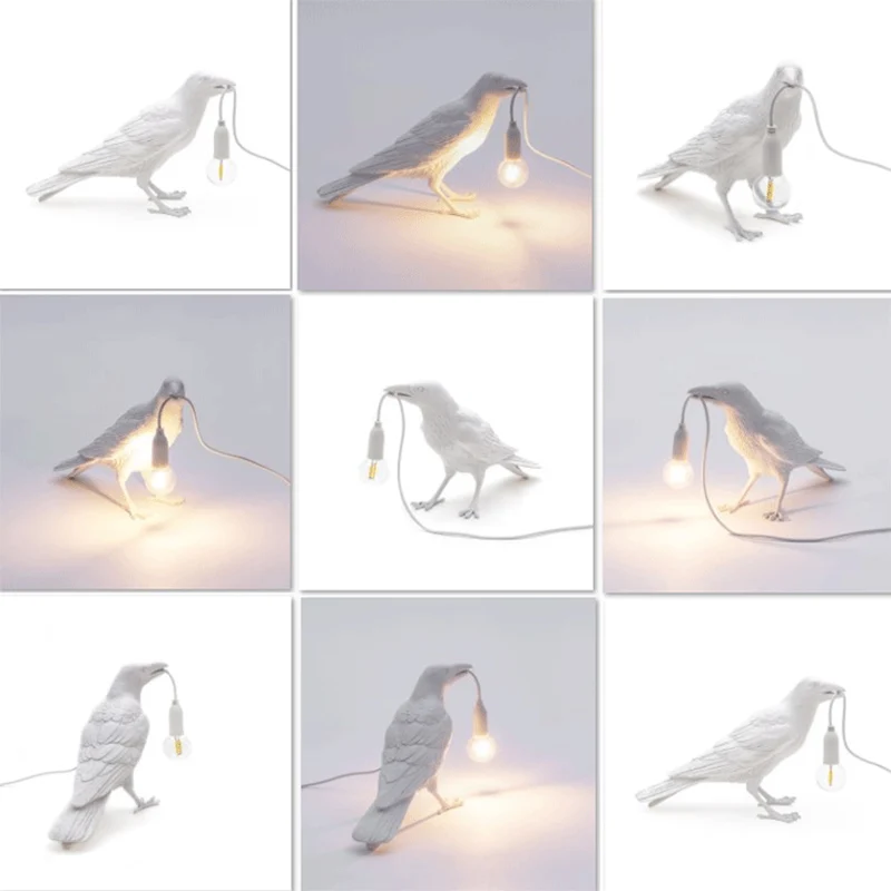 Lâmpada de Mesa Arte do Teto Luz da Noite Luz de Parede Corvo Pássaro Lâmpada Designer Resina Moderna Casa Luminárias Usb Alimentado D30 Led 5 designer resina corvo luz de parede moderna