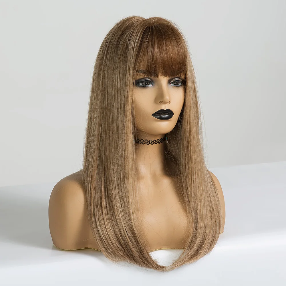 EASIHAIR парики с челкой термостойкие длинные прямые синтетические парики Смешанные коричневые и светлые для белых/черных женщин Косплей парики