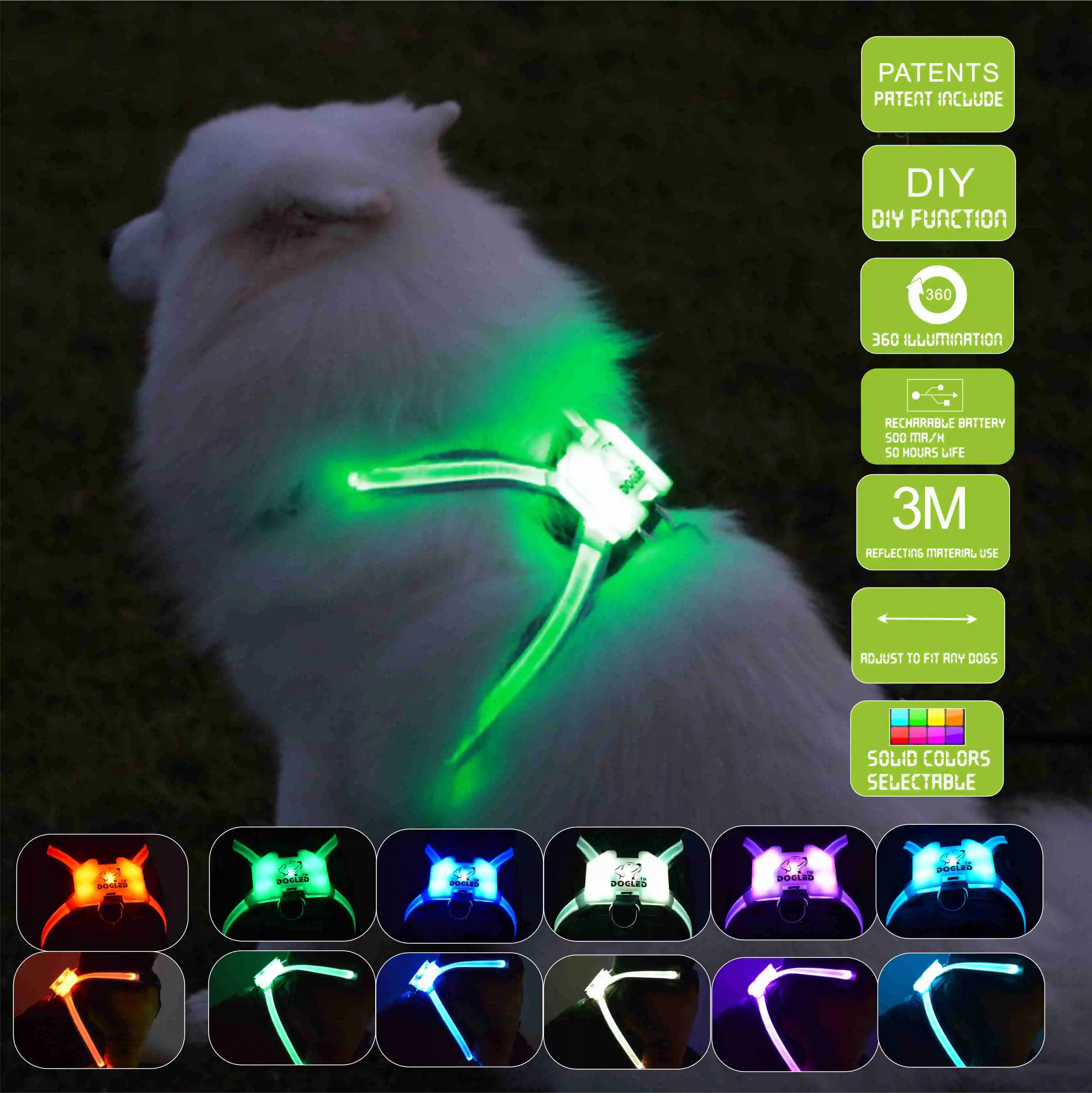 dogled harness Pet Products for Large 7 in 1 color Dog Harness  Glowing USB  Led Collar Puppy Lead Pets Vest Dog Leads