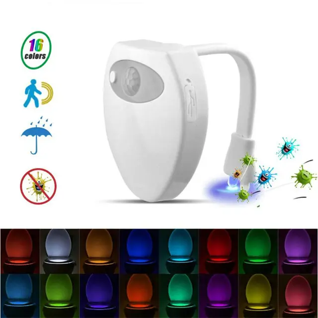 Lampe LED Décorative Étanche avec Capteur de Mouvement pour Toilettes, 8  Couleurs, avec Batterie de Résubdivision